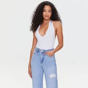 White Seamless Halter Bodysuit